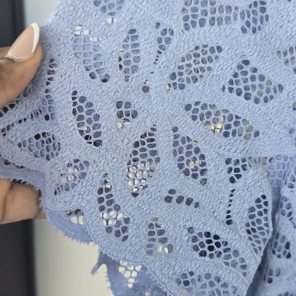 $179 Calvin Klein Burnout Lace Jewel-Neck Eyelet Dress Sz 16 Plus Blue Party - Picture 12 of 16